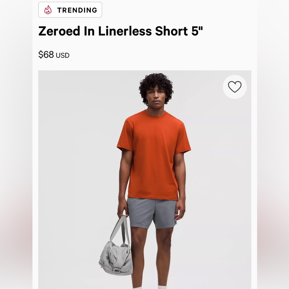Mens Lululemon Zeroed Shorts 5inch